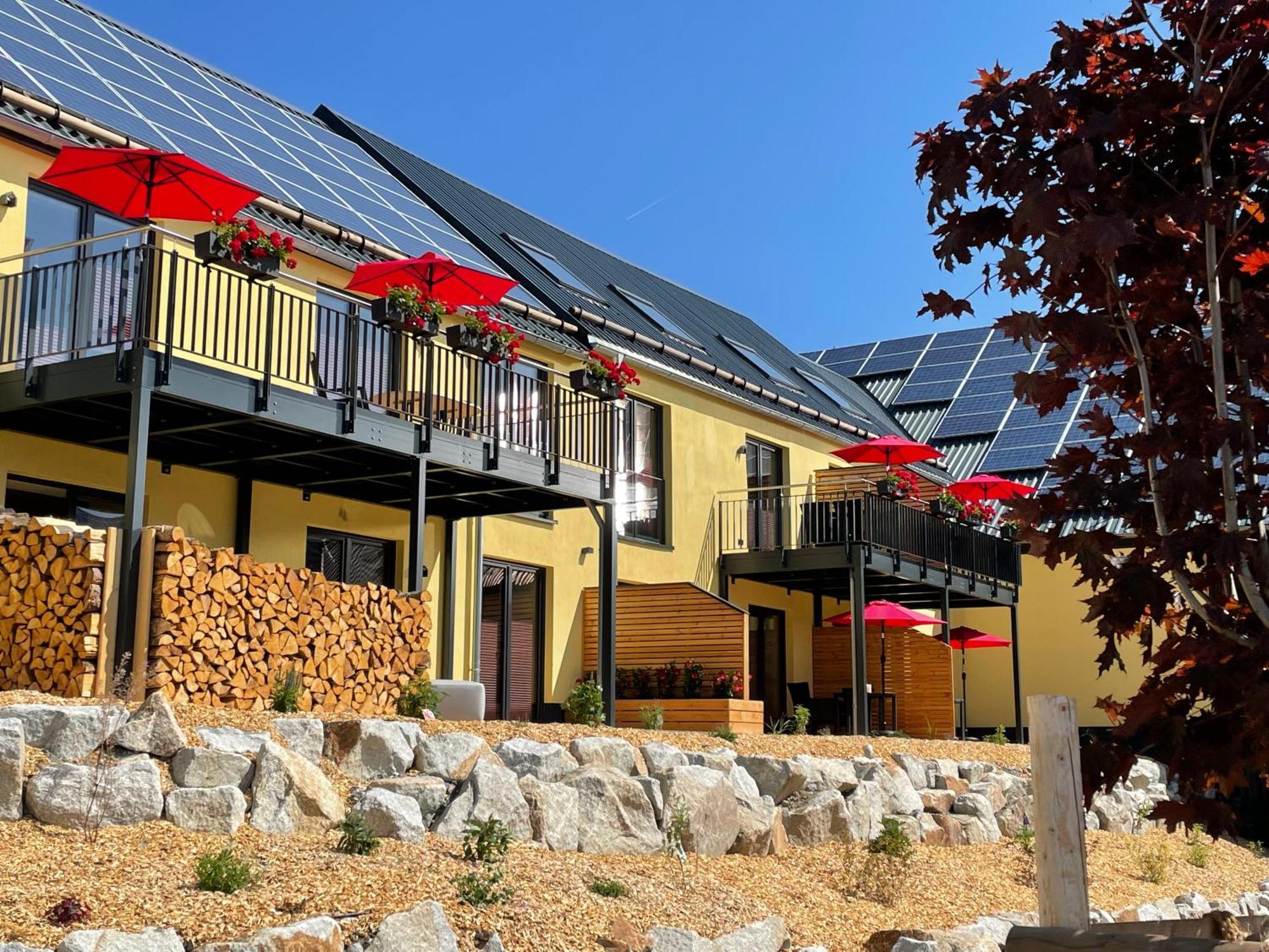 Chalet-Ferienwohnung Schlossblick, 51 Qm, Wellness/Fitness/Sauna - Bergroedelhof Feilitzsch المظهر الخارجي الصورة